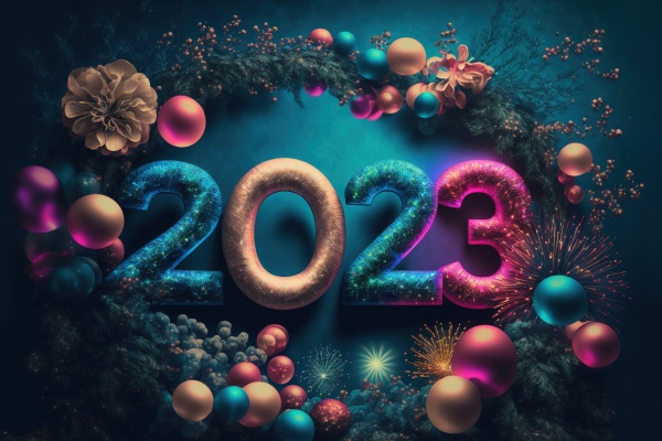 Happy New Year 2023 colorful card, Generative AI